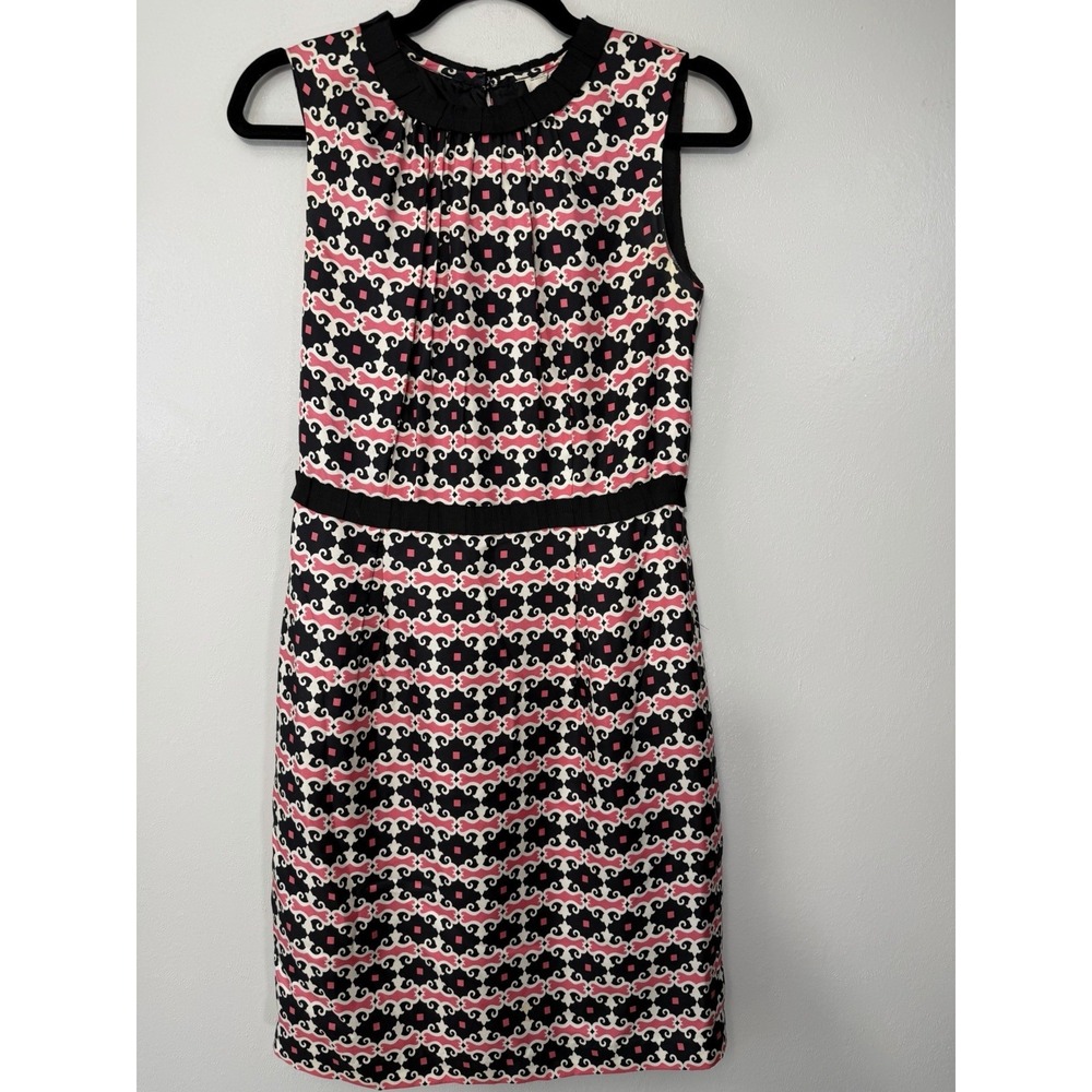 MILLY Of New York Silk Hot Pink/Black Dress W Unique Neckline Size 6